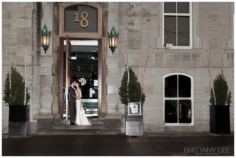 Eighteen Restaurant Night Photo - Bride and Groom