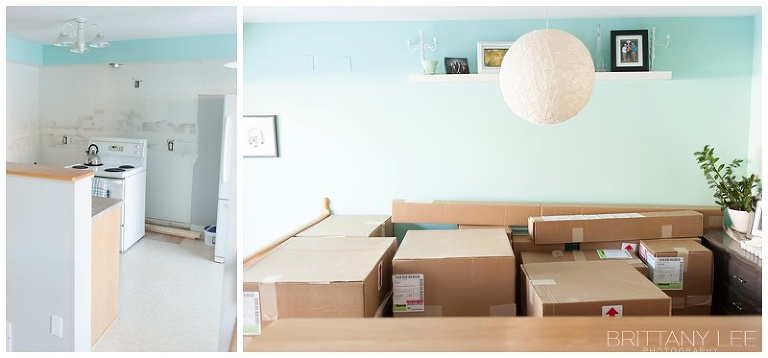 kitchen renovation - white and tourquoise kitchen  