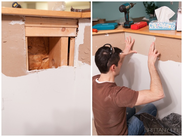 kitchen renovation - white and tourquoise kitchen  
