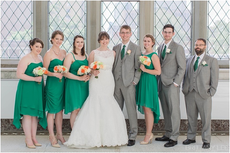 Green and grey wedding party