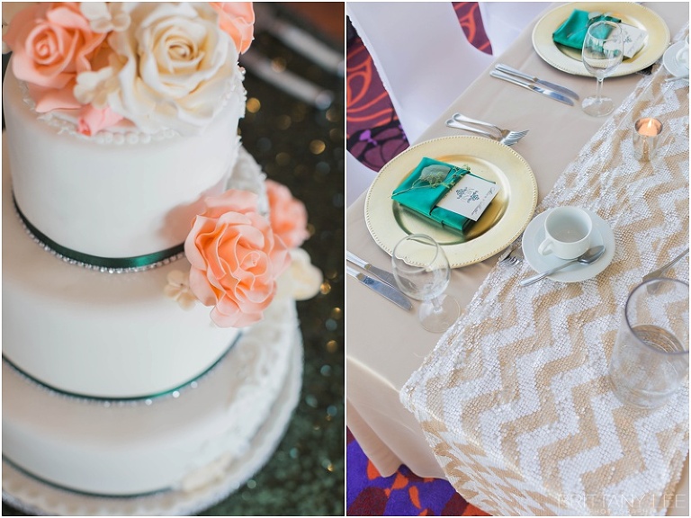 Green and Pink wedding cake