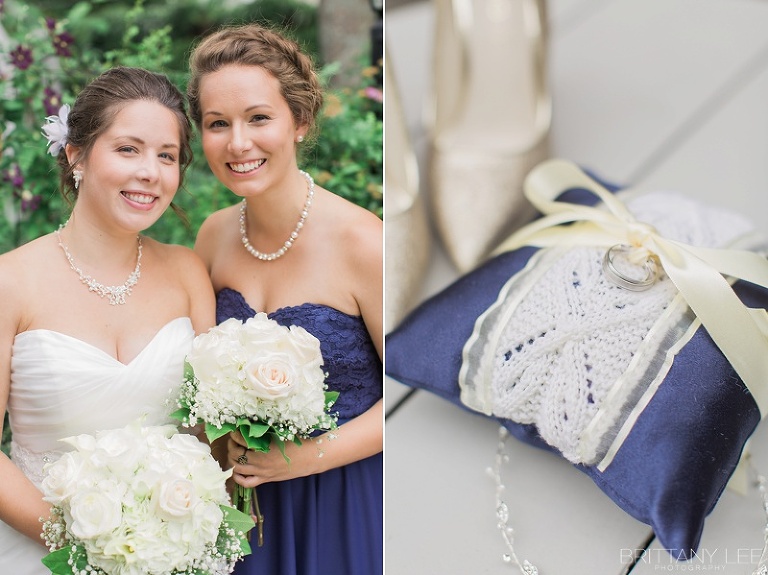 Bride and her sister on wedding dat