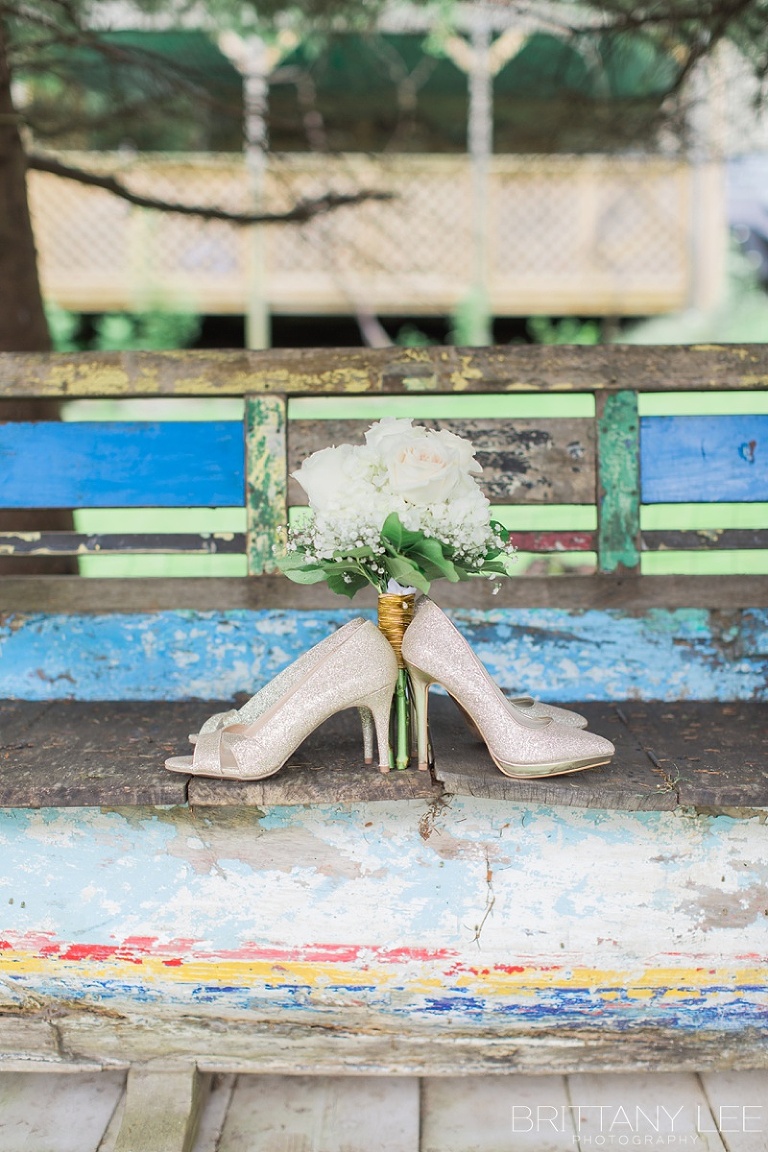 nautical inspired wedding - Bride shoes and bouquet