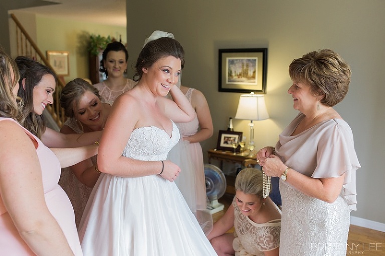 Bride getting ready with Bridesmaids