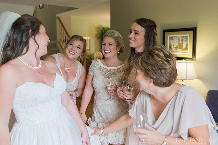 Bride getting ready with Bridesmaids