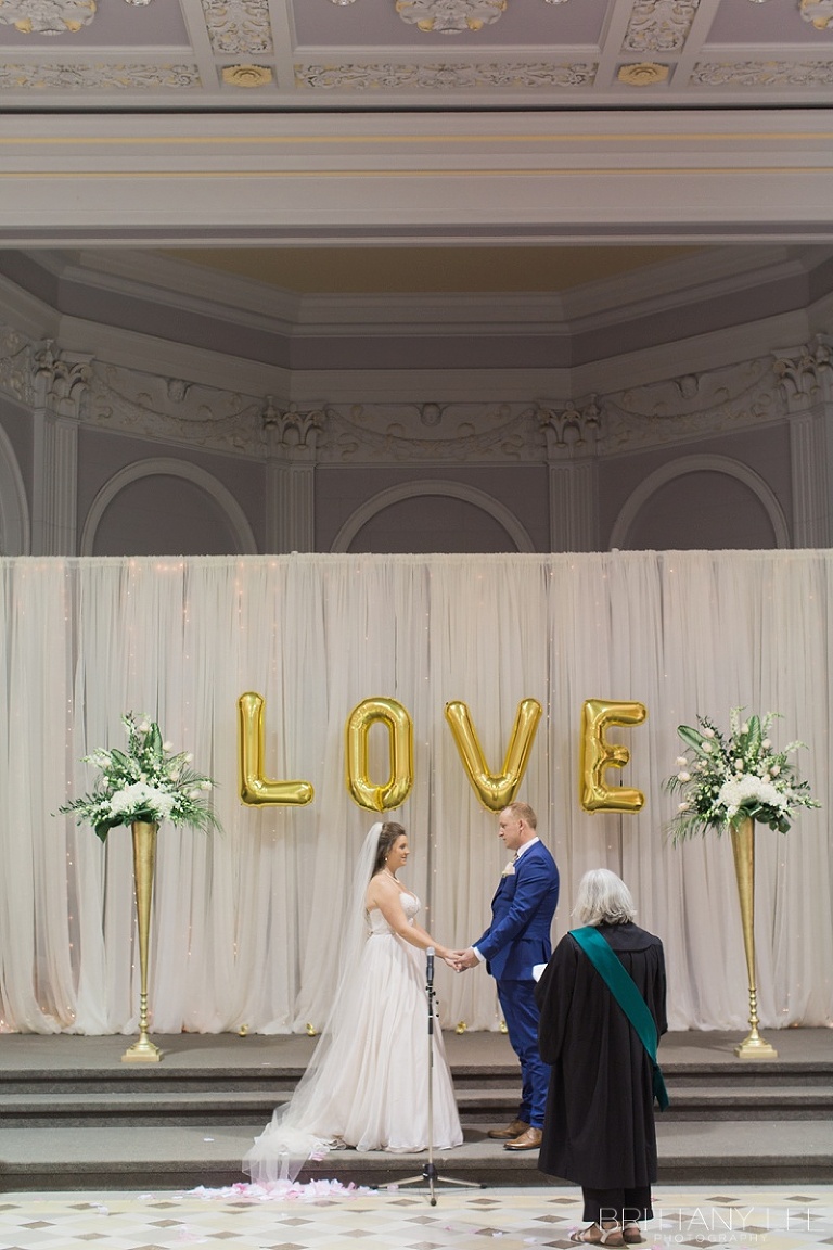 Ceremony at Tabaret Hall - blush and blue