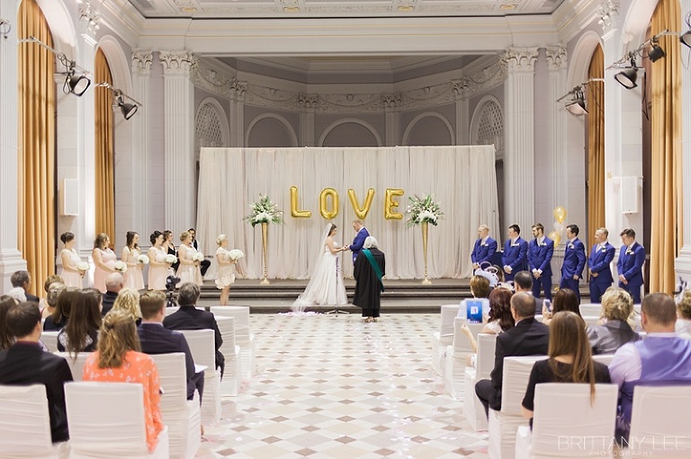 Ceremony at Tabaret Hall - blush and blue