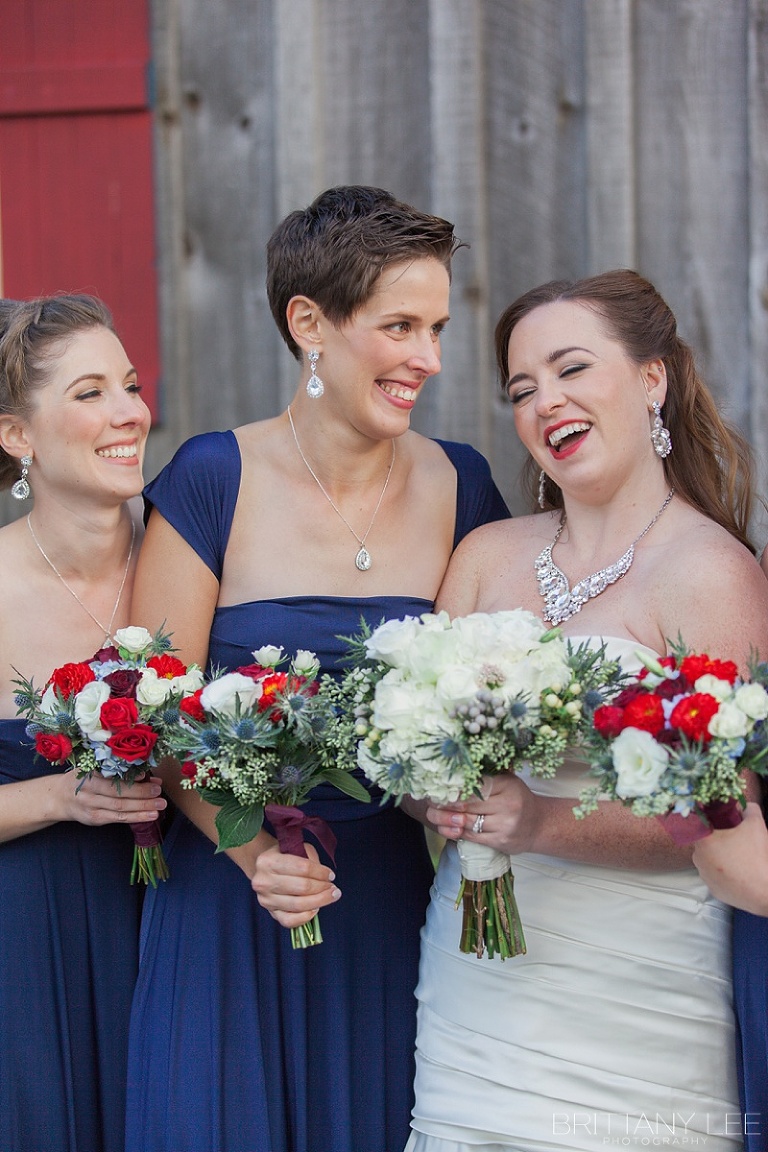Wedding party portraits - bridesmaids in purple and groomsmen in Scottish kilts