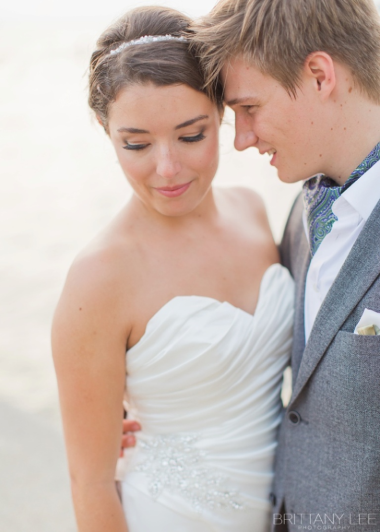 Britannia Yacht Club wedding - Bride and Groom on dock