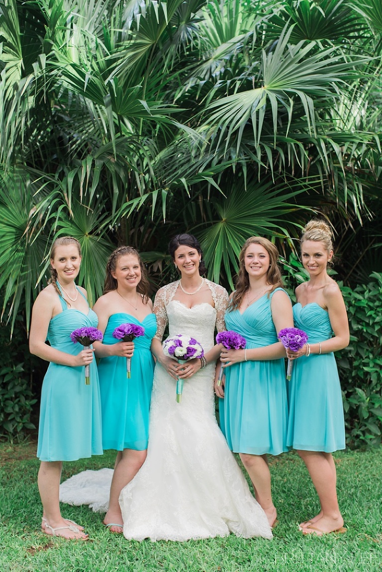 Bride and bridesmaids at destination wedding in Mexico
