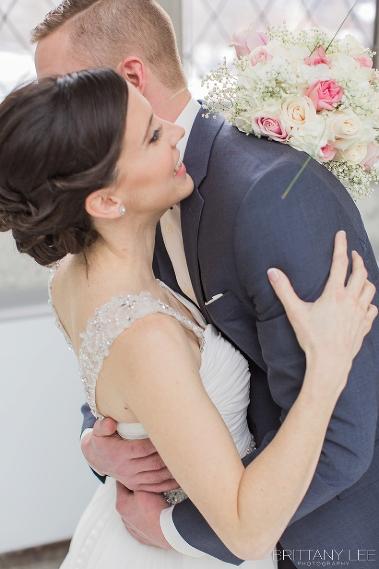 Bride and Groom during First Look photos at Ottawa Wedding - Museum of Nature