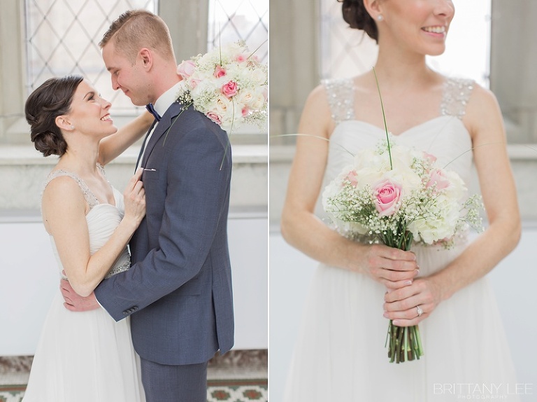Bride and Groom during First Look photos at Ottawa Wedding - Museum of Nature
