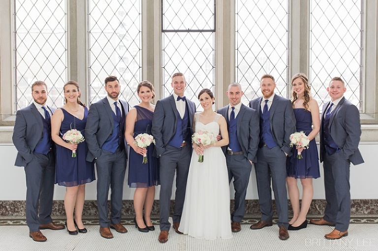 Wedding party in Navy and Pink during bridal party photos at Ottawa wedding