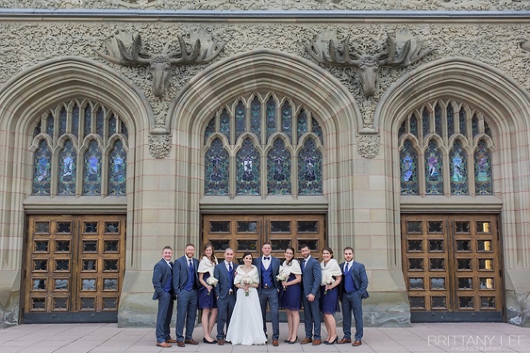 Navy and Blush wedding party photos outside the Ottawa Museum of Nature