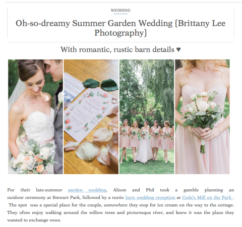 Ottawa blush and lace wedding photos featured on international wedding blog