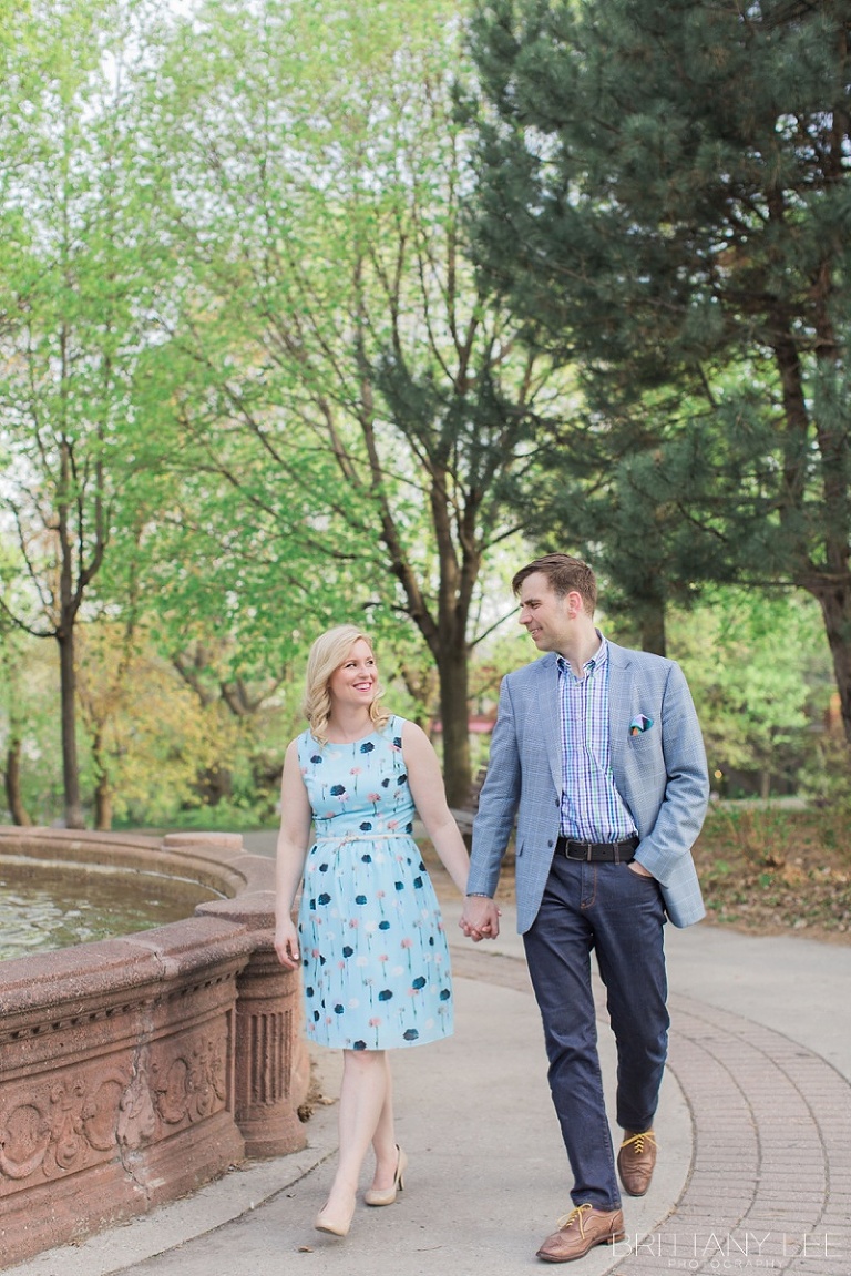Strathconca Park Engagement Photos - Ottawa Bride and Groom walking at fountain