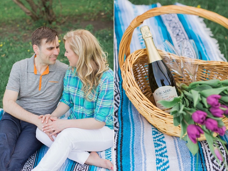 Strathconca Park Engagement Photos - Ottawa Bride and Groom having champagne picnic