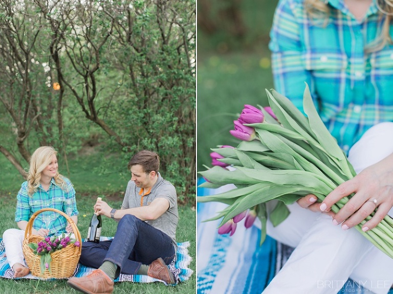 Strathconca Park Engagement Photos - Ottawa Bride and Groom having champagne picnic
