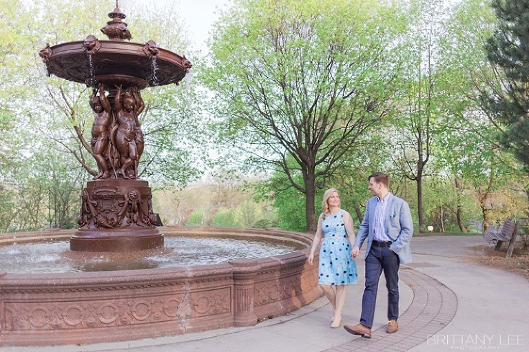 Strathconca Park Engagement Photos - Ottawa Bride and Groom walking at big fountain