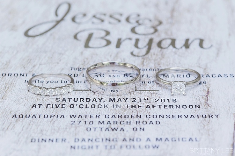 Wedding rings on invitation