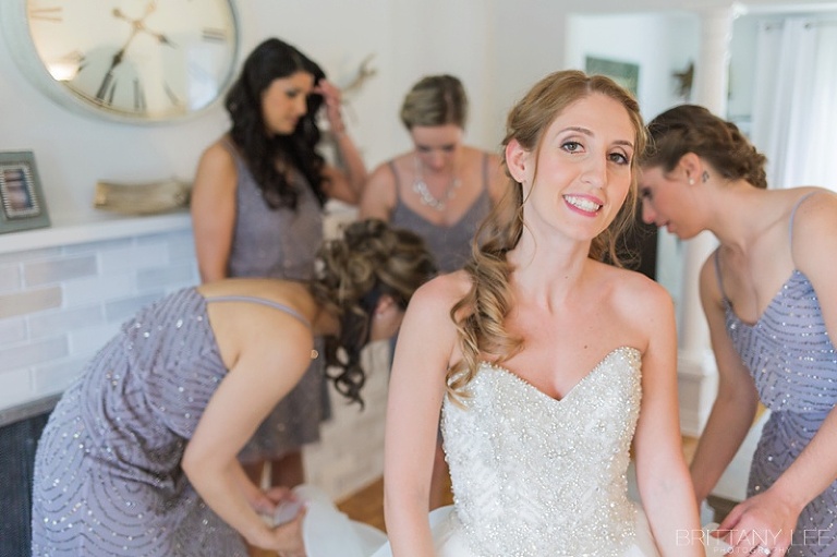 Bride and Bridesmaids getting dressed for Ottawa Wedding