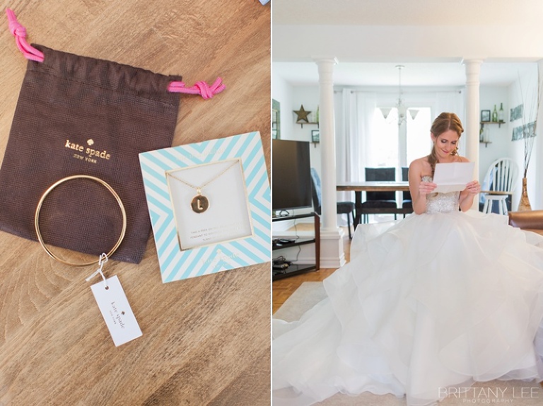 Bride and Bridesmaids getting dressed for Ottawa Wedding - Kate Spade Bridesmaid gifts