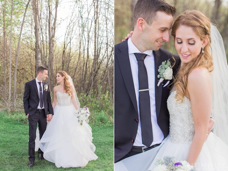 Bride and Groom Wedding photos outside Aquatopia Conservatory Carp Ontario