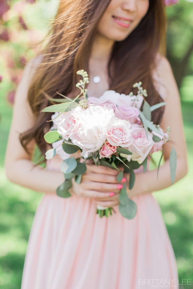 Ottawa wedding party under apple blossom trees