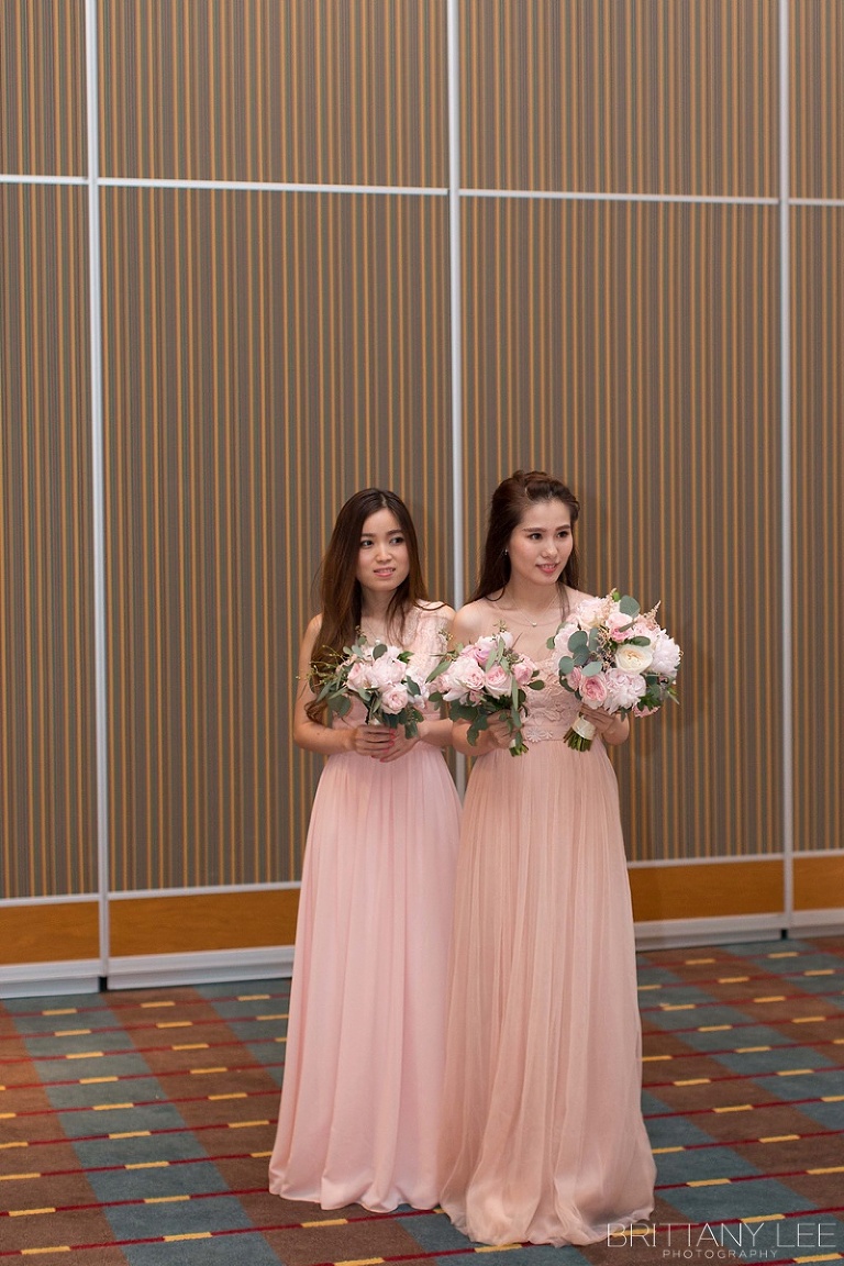 Brookstreet Hotel Ottawa Wedding ceremony - Bridesmaids in blush dresses