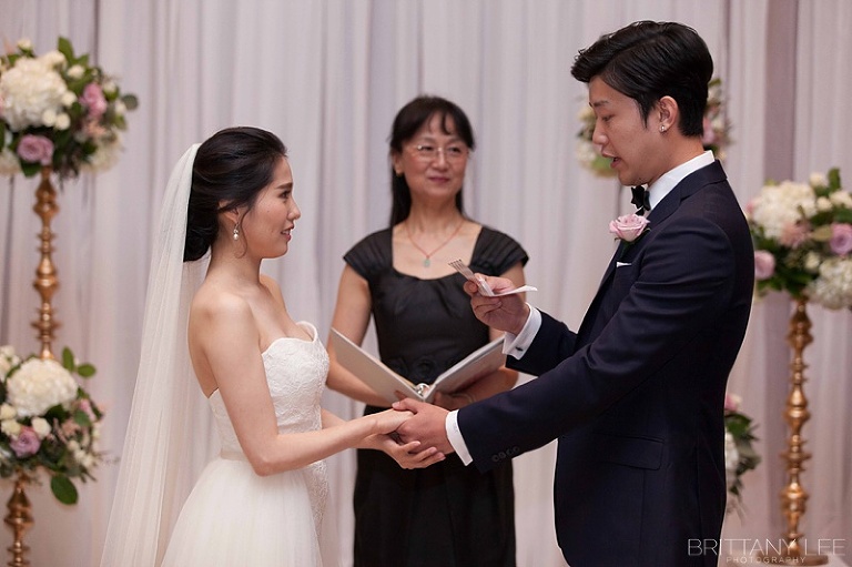 Brookstreet Hotel Ottawa Wedding ceremony - Bride and Groom exchanging vows