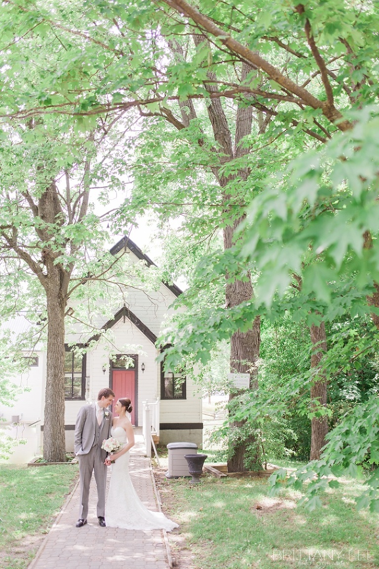 Bride and Groom doing First Look photos before their wedding ceremony at Strathmere Garden house