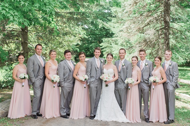 Blush and Grey wedding party photos at Strathmere Garden House Ottawa wedding 