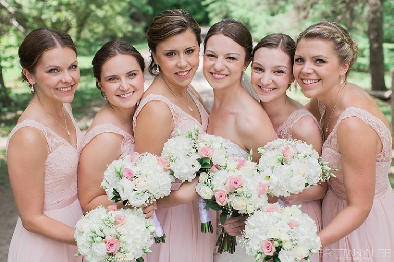 Blush and Grey wedding party photos at Strathmere Garden House Ottawa wedding