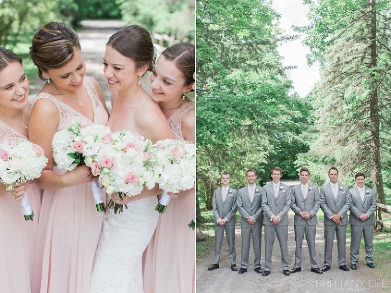 Blush and Grey wedding party photos at Strathmere Garden House Ottawa wedding