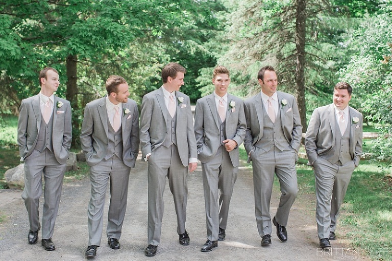Blush and Grey wedding party photos at Strathmere Garden House Ottawa wedding