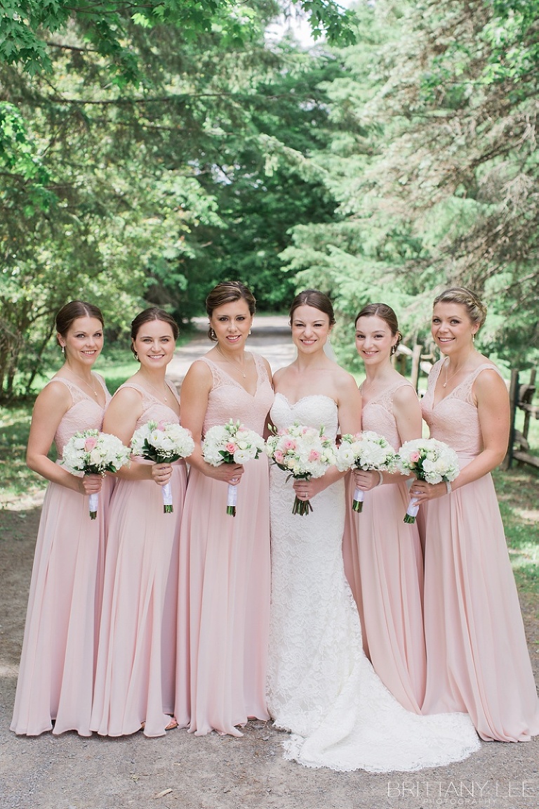 Blush and Grey wedding party photos at Strathmere Garden House Ottawa wedding