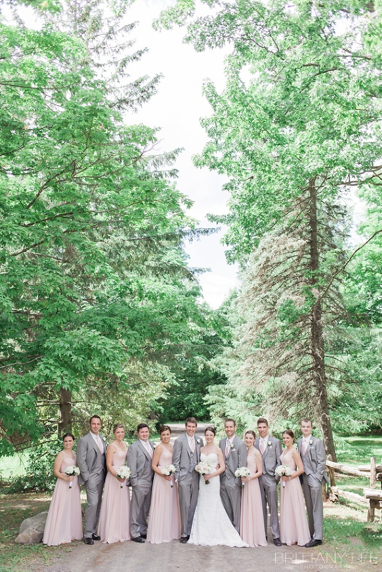 Blush and Grey wedding party photos at Strathmere Garden House Ottawa wedding