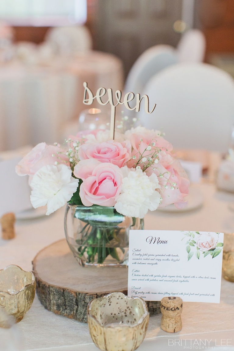 Blush, white, and rustic wedding decor at Strathmere Garden House Ottawa wedding