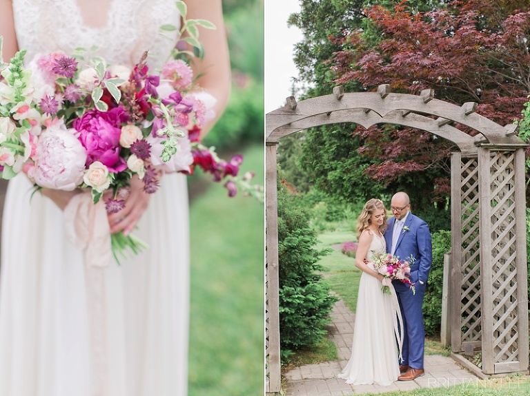 Bride and Groom first look at Ornamental Gardens in Ottawa