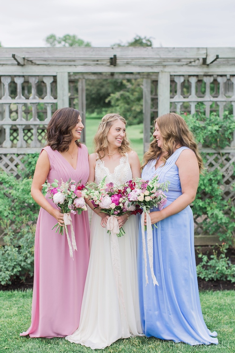 Blush and Blue Floor length Bridesmaid gowns at Ottawa wedding 