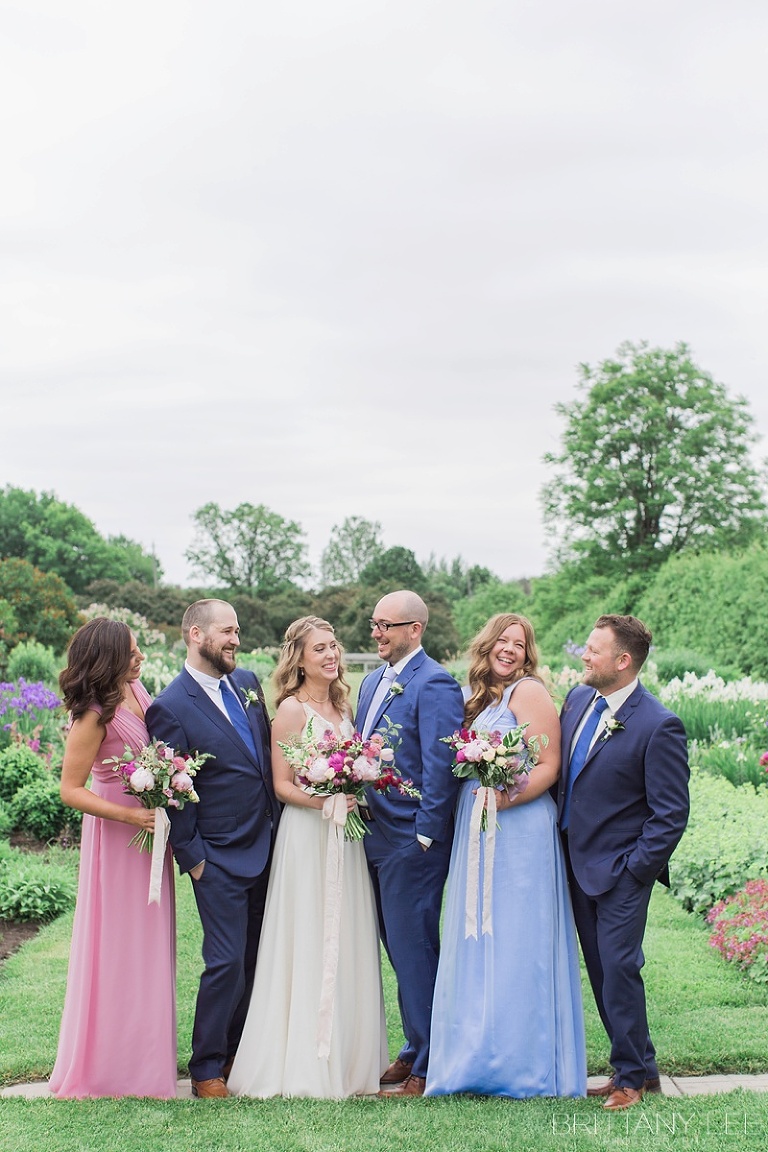 Blush and Blue Floor length Bridesmaid gowns at Ottawa wedding 