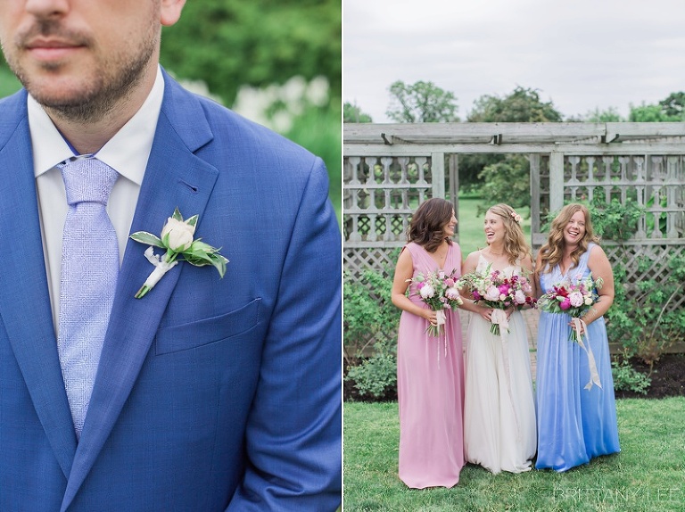 Blush and Blue Floor length Bridesmaid gowns at Ottawa wedding 