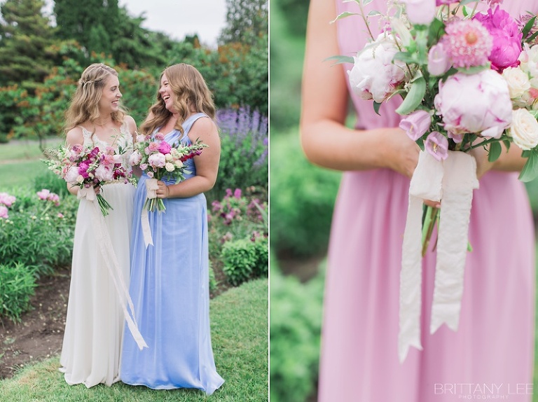 Blush and Blue Floor length Bridesmaid gowns at Ottawa wedding 