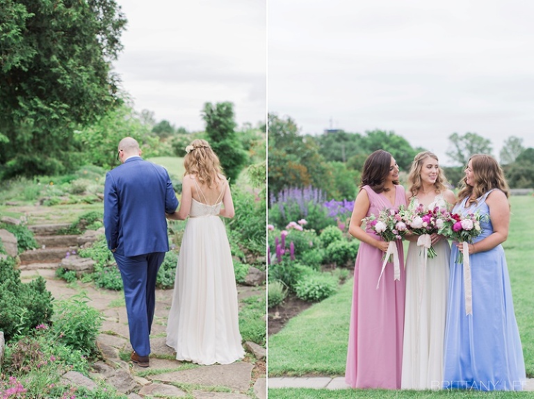 Blush and Blue Floor length Bridesmaid gowns at Ottawa wedding 