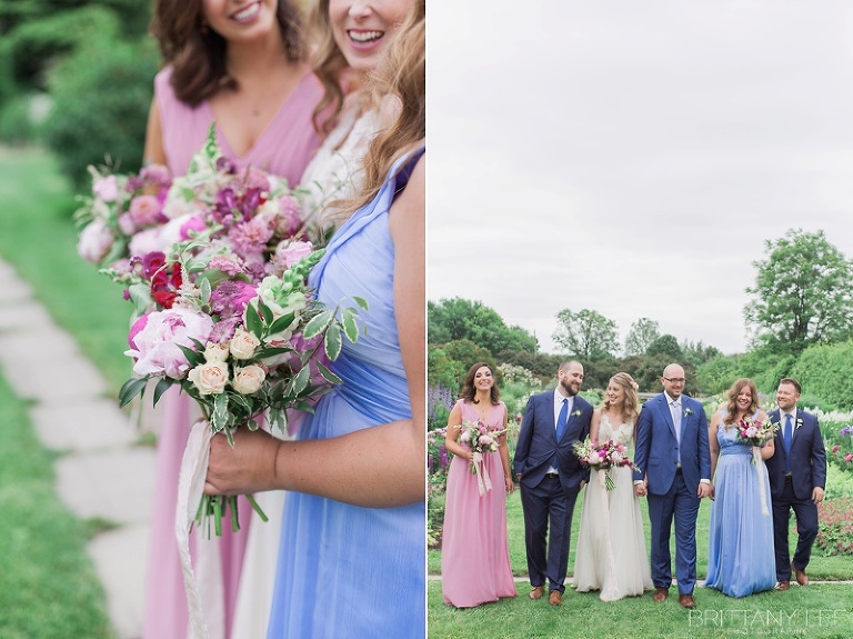Blush and Blue Floor length Bridesmaid gowns at Ottawa wedding 
