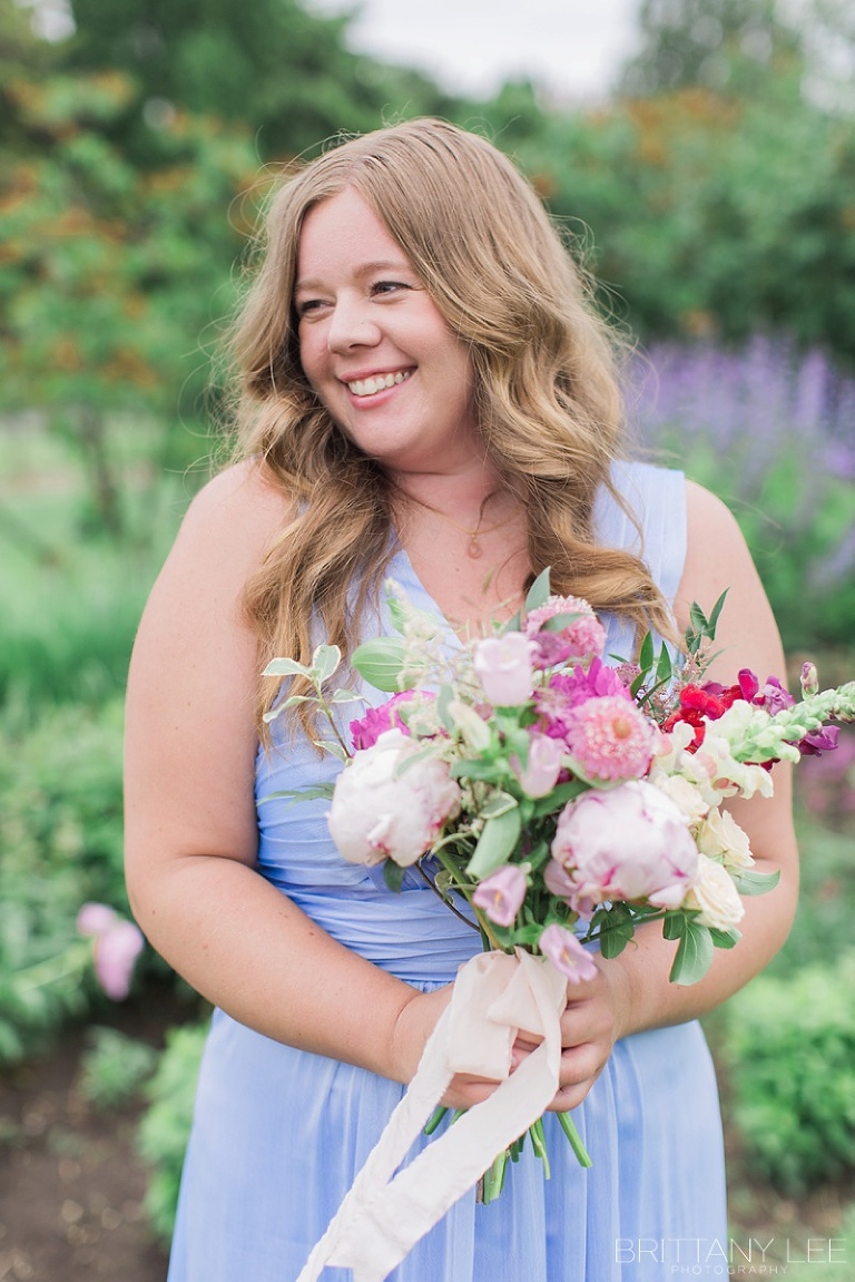 Blush and Blue Floor length Bridesmaid gowns at Ottawa wedding 