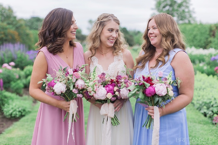 Blush and Blue Floor length Bridesmaid gowns at Ottawa wedding 