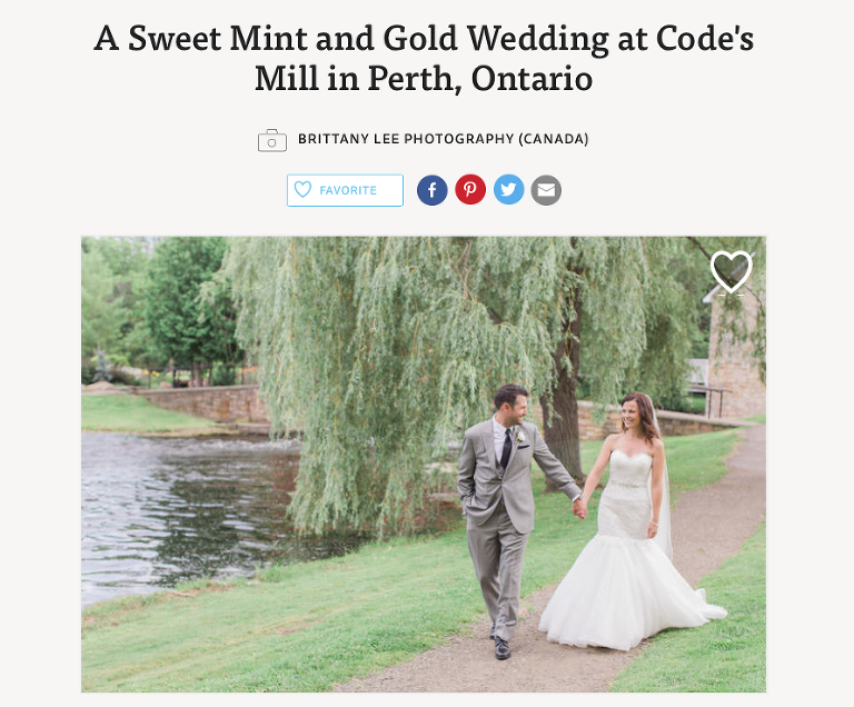 Codes Mill Perth wedding photos featured on The Knot website