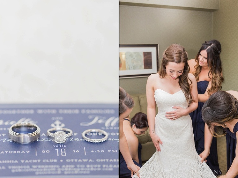 Bride getting ready for nautical Ottawa wedding