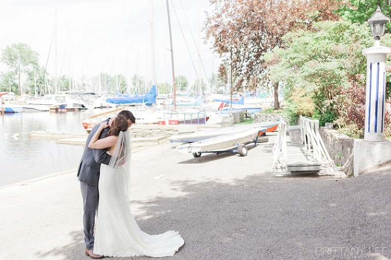 Bride and groom wedding first look photos at Britannia Yacht Club Ottawa